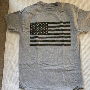 Gray T-Shirt with Camouflage American Flag